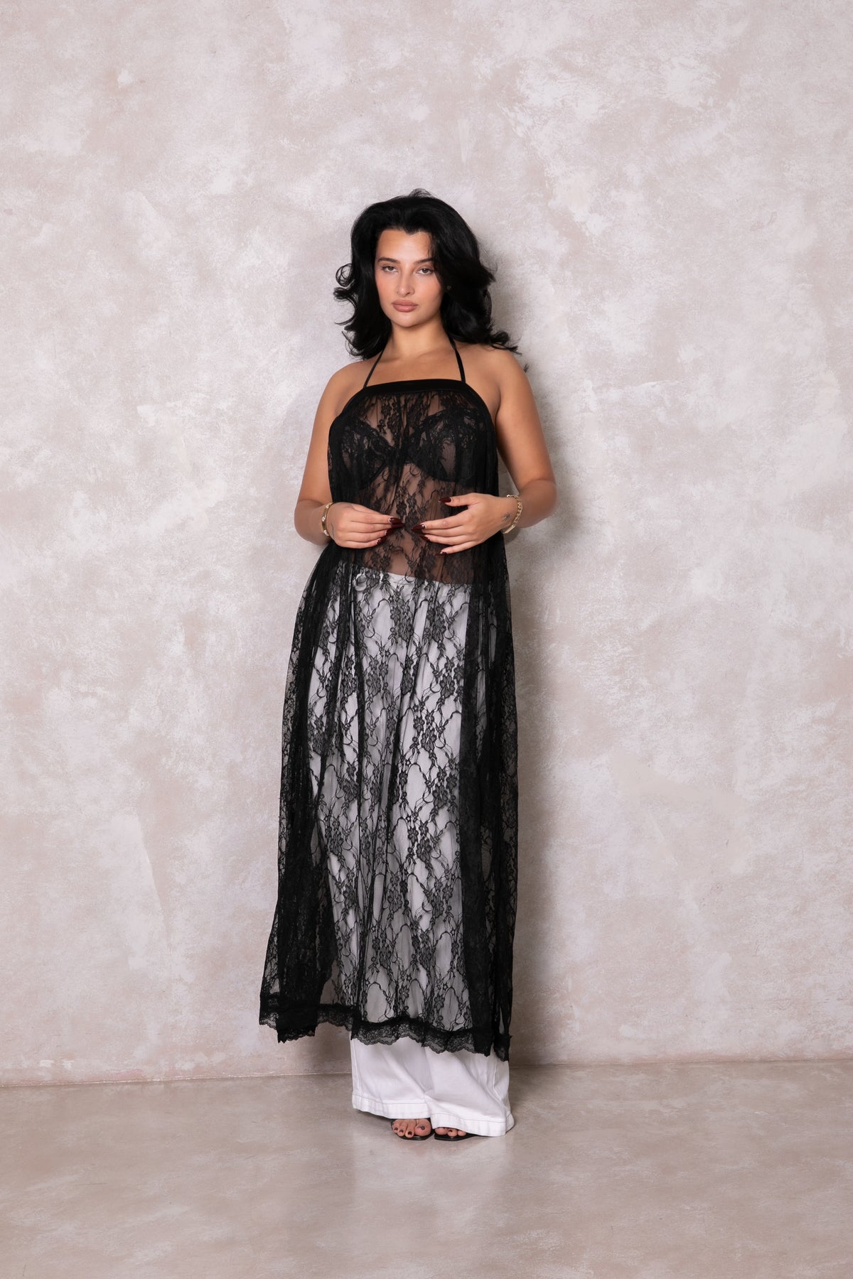 Simone Lace Backless Maxi Top - Black [PREORDER]