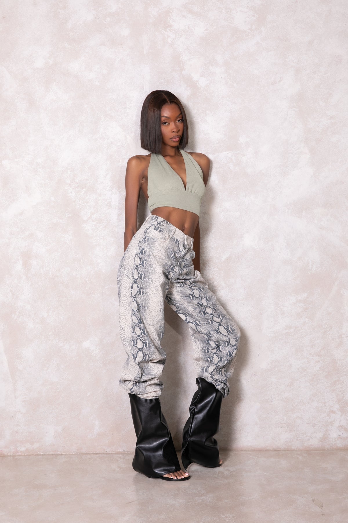 Eden Halterneck Crop Top - Matcha Green
