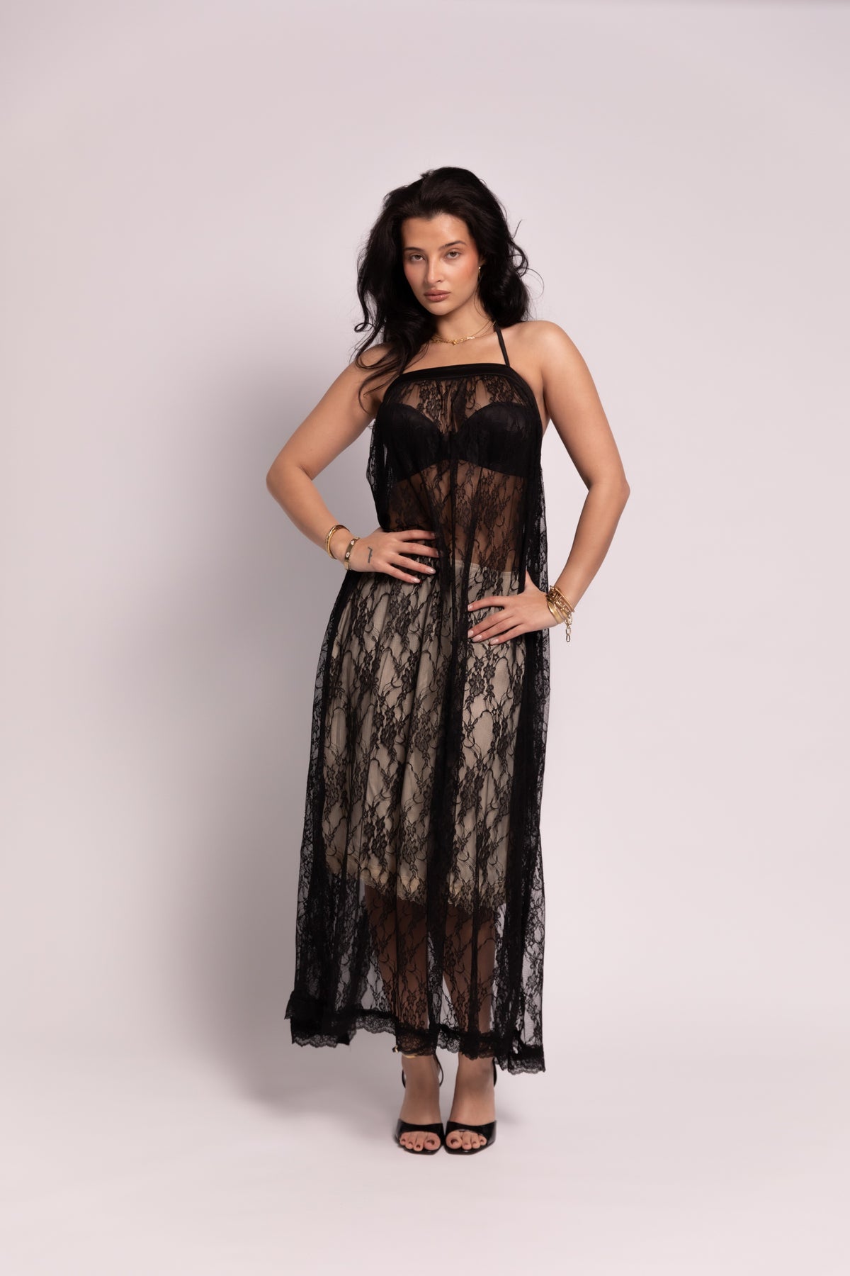 Simone Lace Backless Maxi Top - Black [PREORDER]