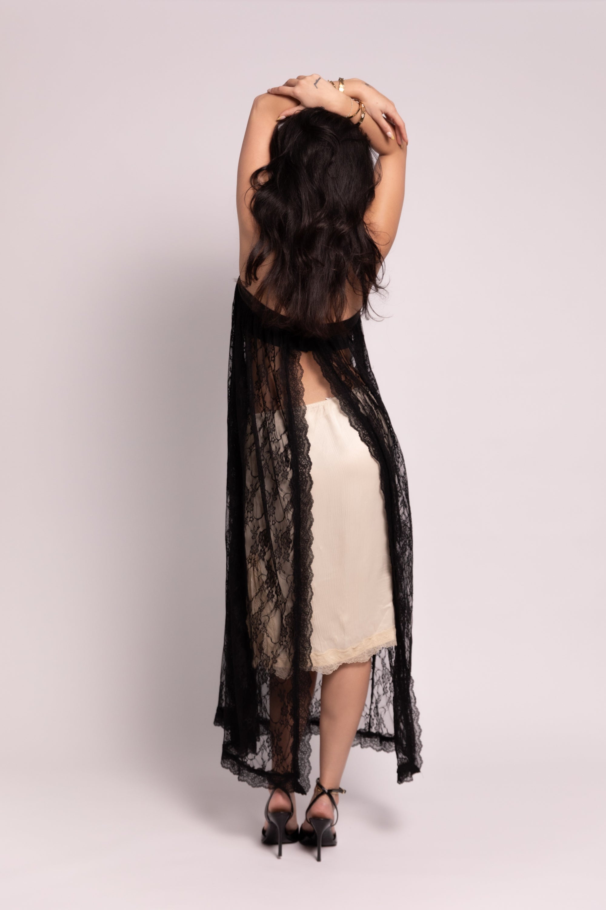 Simone Lace Backless Maxi Top - Black [PREORDER]