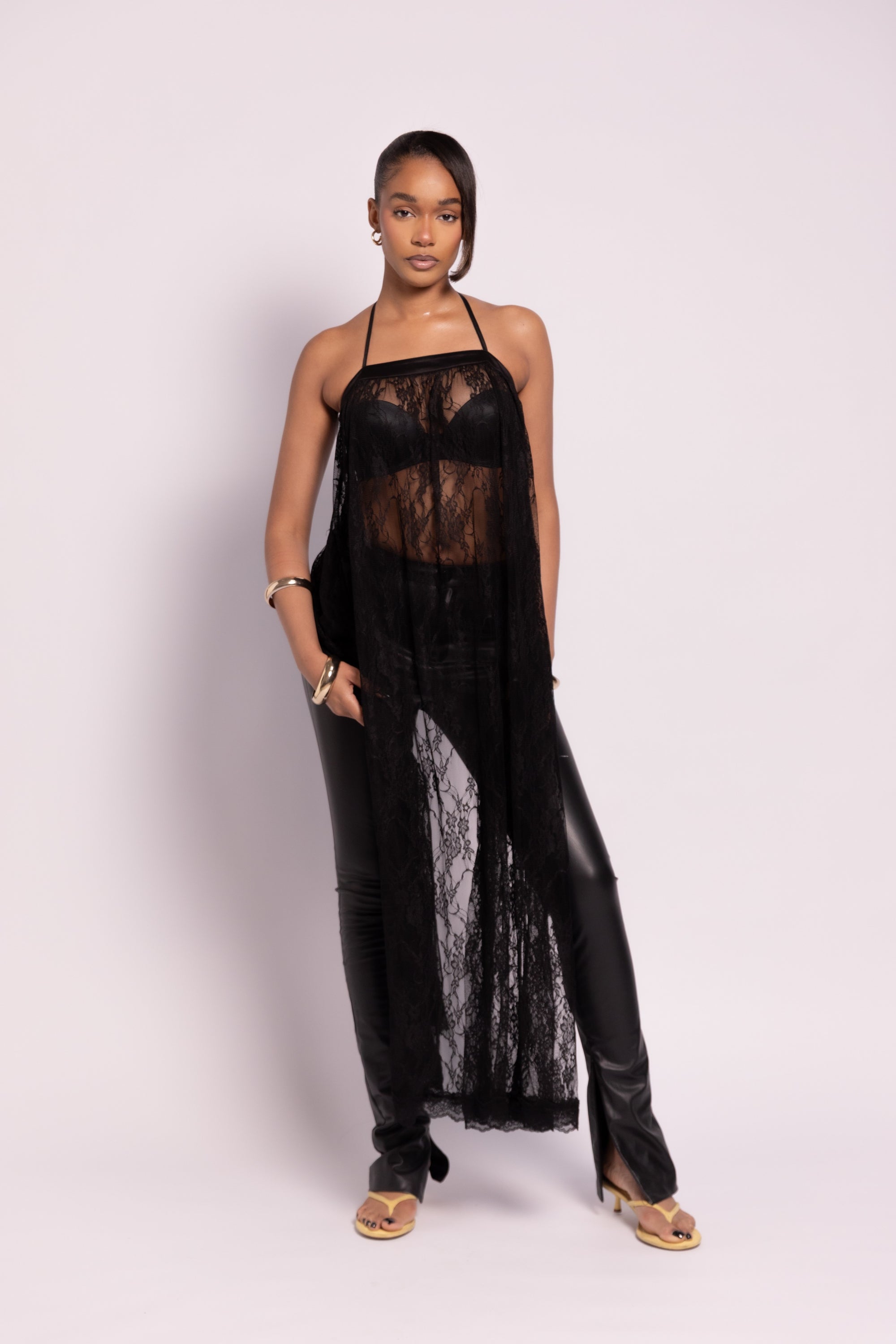 Simone Lace Backless Maxi Top - Black [PREORDER]