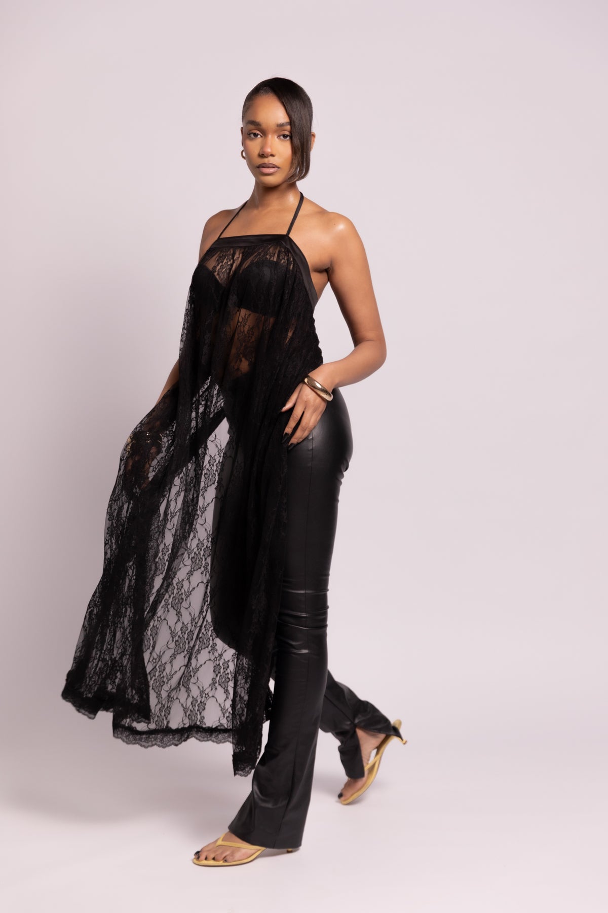 Simone Lace Backless Maxi Top - Black [PREORDER]
