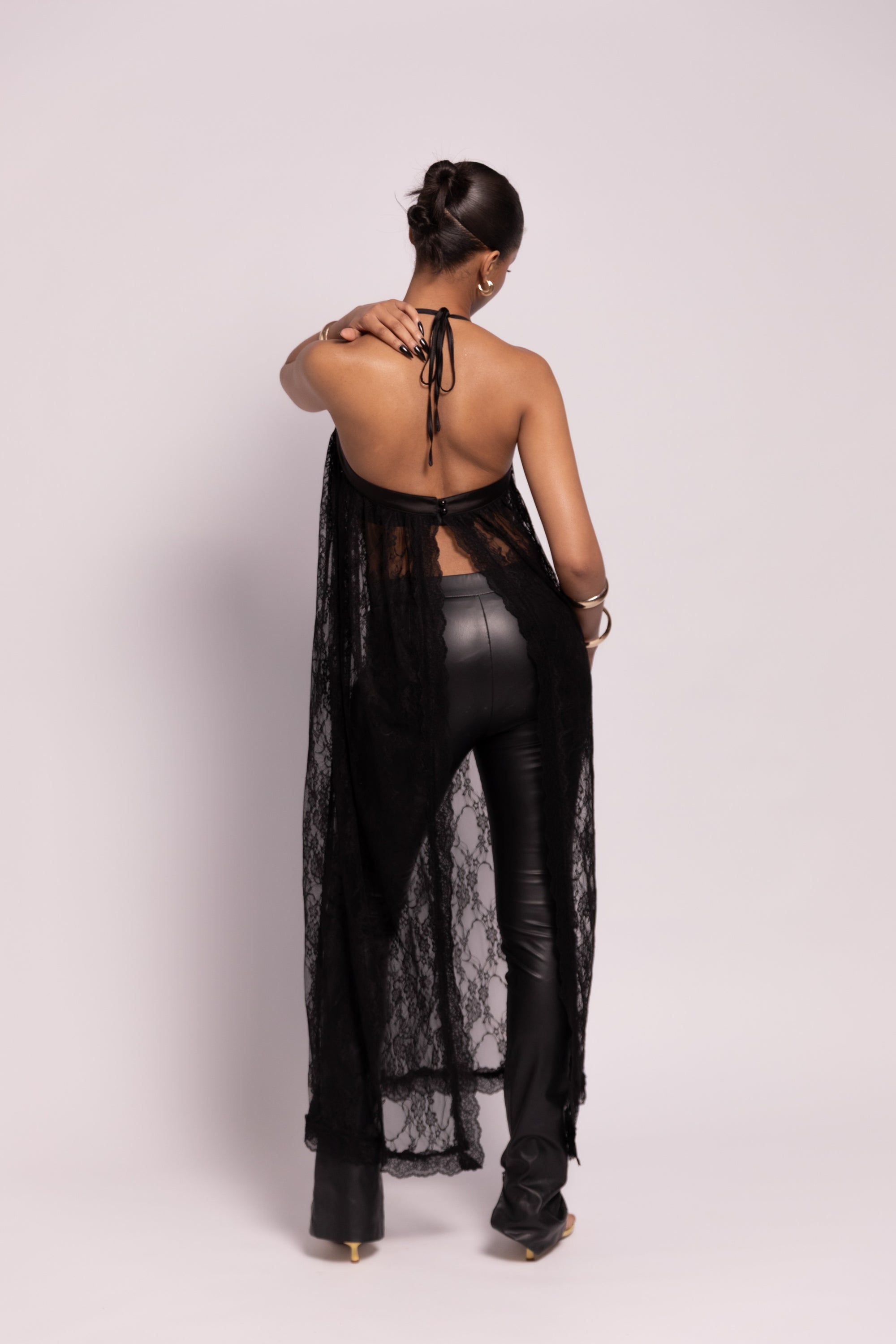 Simone Lace Backless Maxi Top - Black [PREORDER]