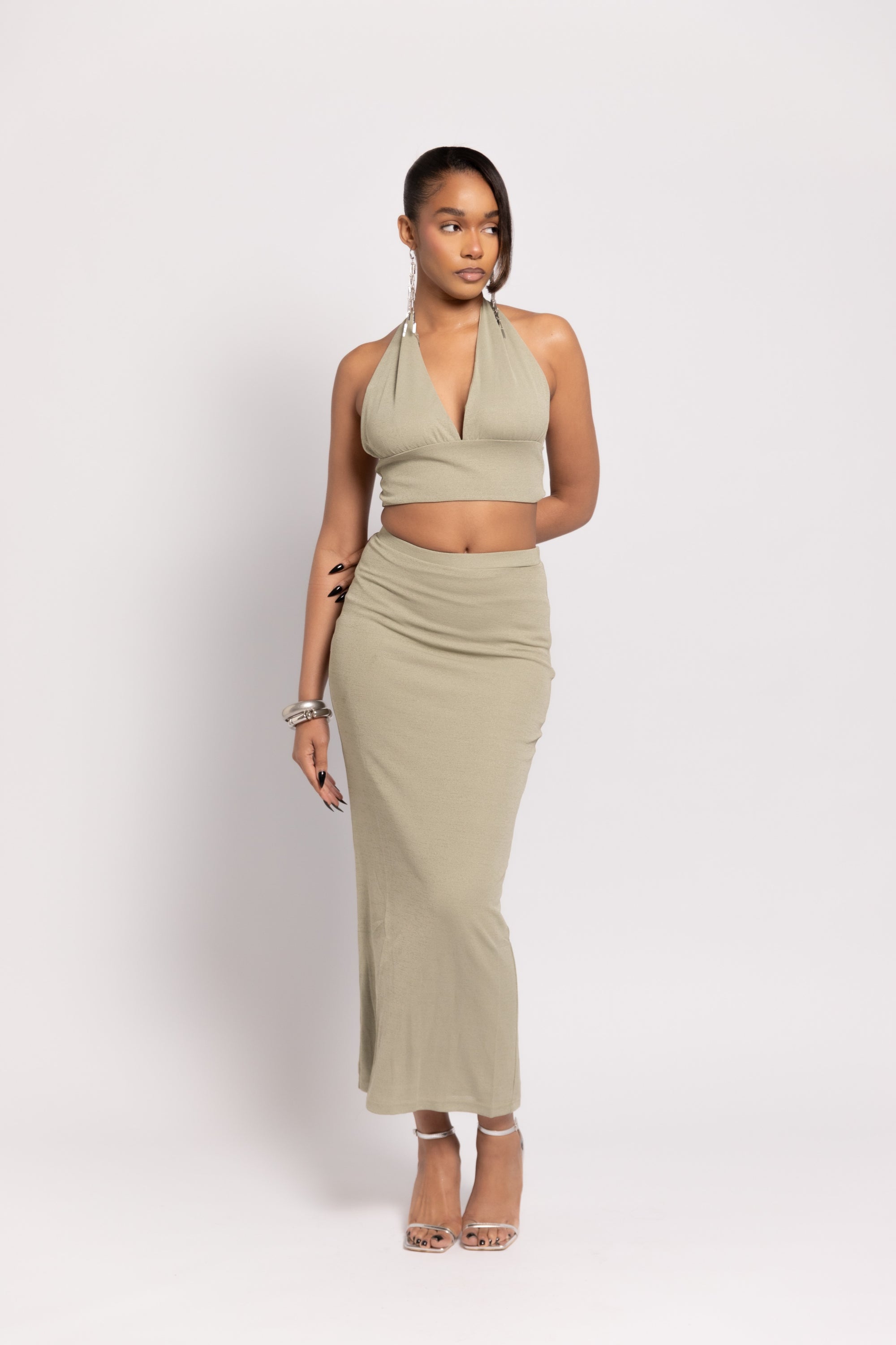 Eden Midaxi Skirt - Matcha Green