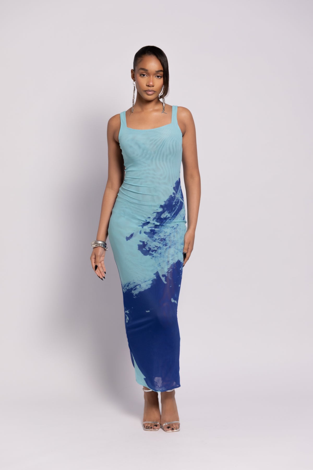 Destiny Mesh Maxi Dress - Blue