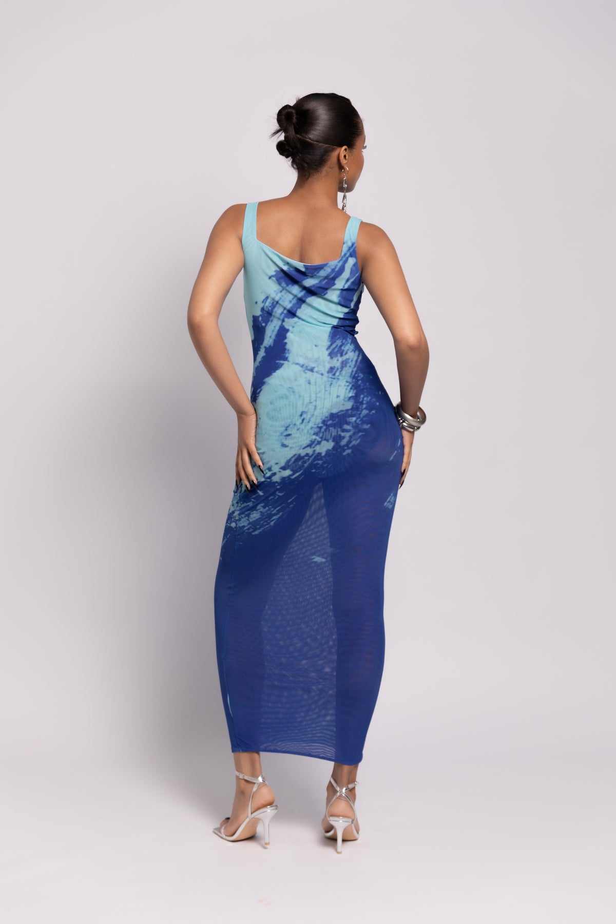 Destiny Mesh Maxi Dress - Blue