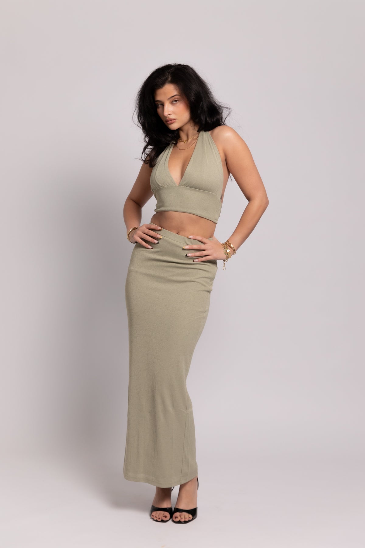 Eden Midaxi Skirt - Matcha Green